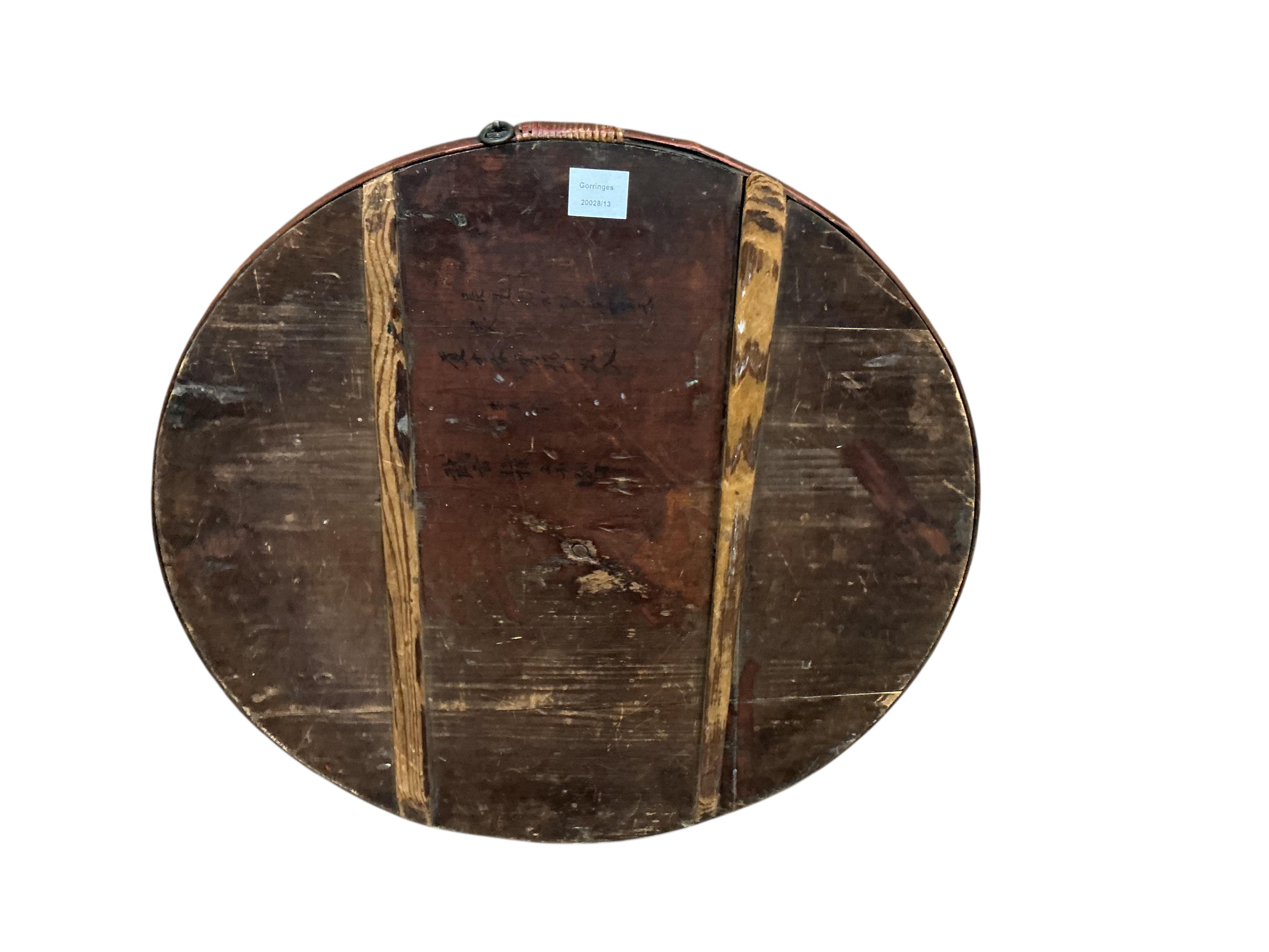 A late 19th century Chinese painted tray, diameter 66cm